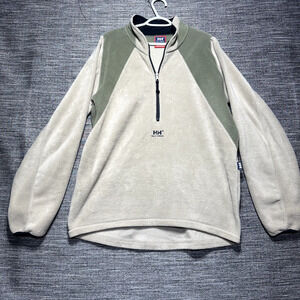 Helly Hansen Sweater Men's XL Tan green 1/4 Zip Pullover Long Sleeve